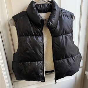 Ci Sono Black Padded Vest with Cream Lining